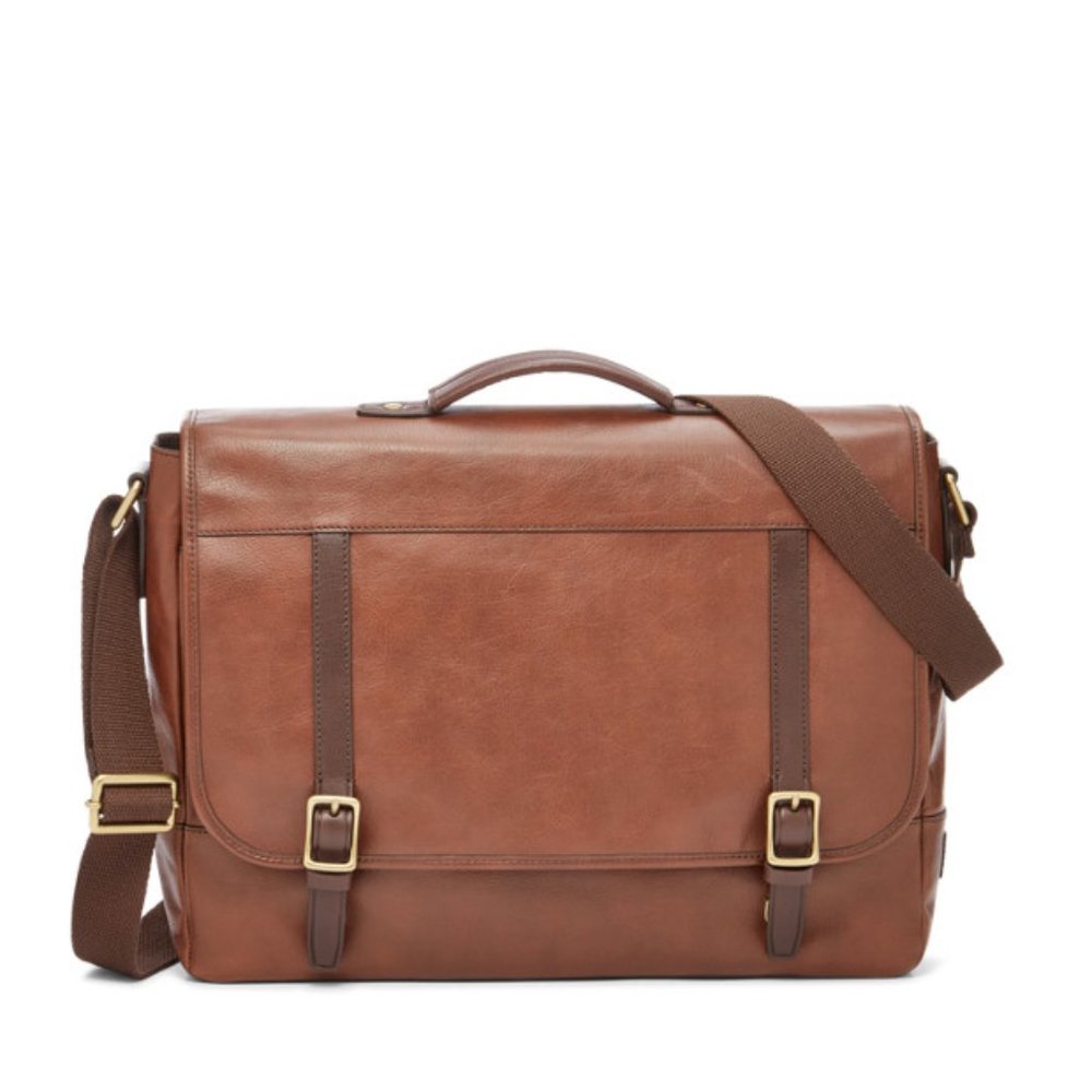 BRAND NWT LEATHER Messenger Bag Fossil